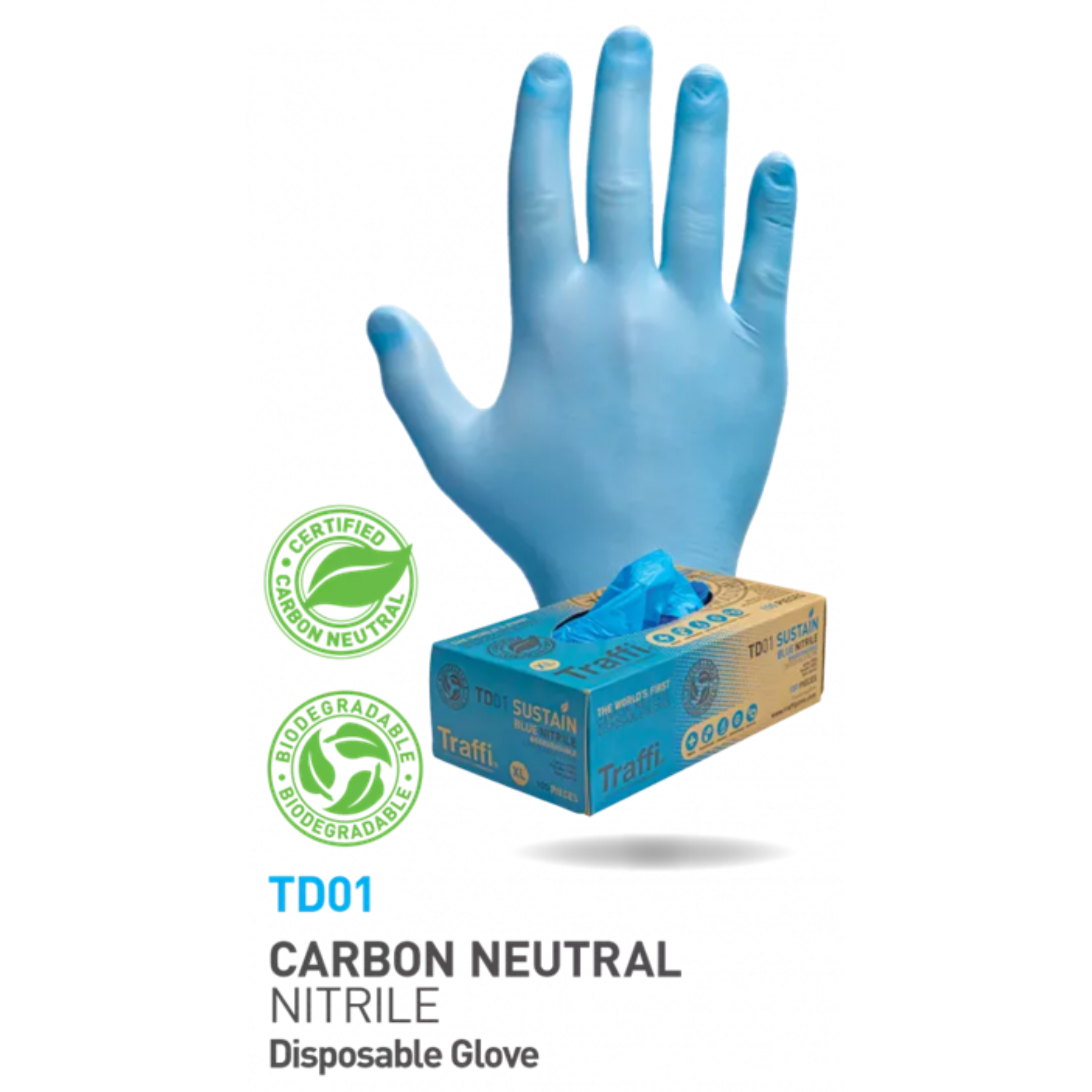 Case of (10 boxes) Disposable Nitrile Gloves | CARBON NEUTRAL AND BIODEGRADABLE image 0