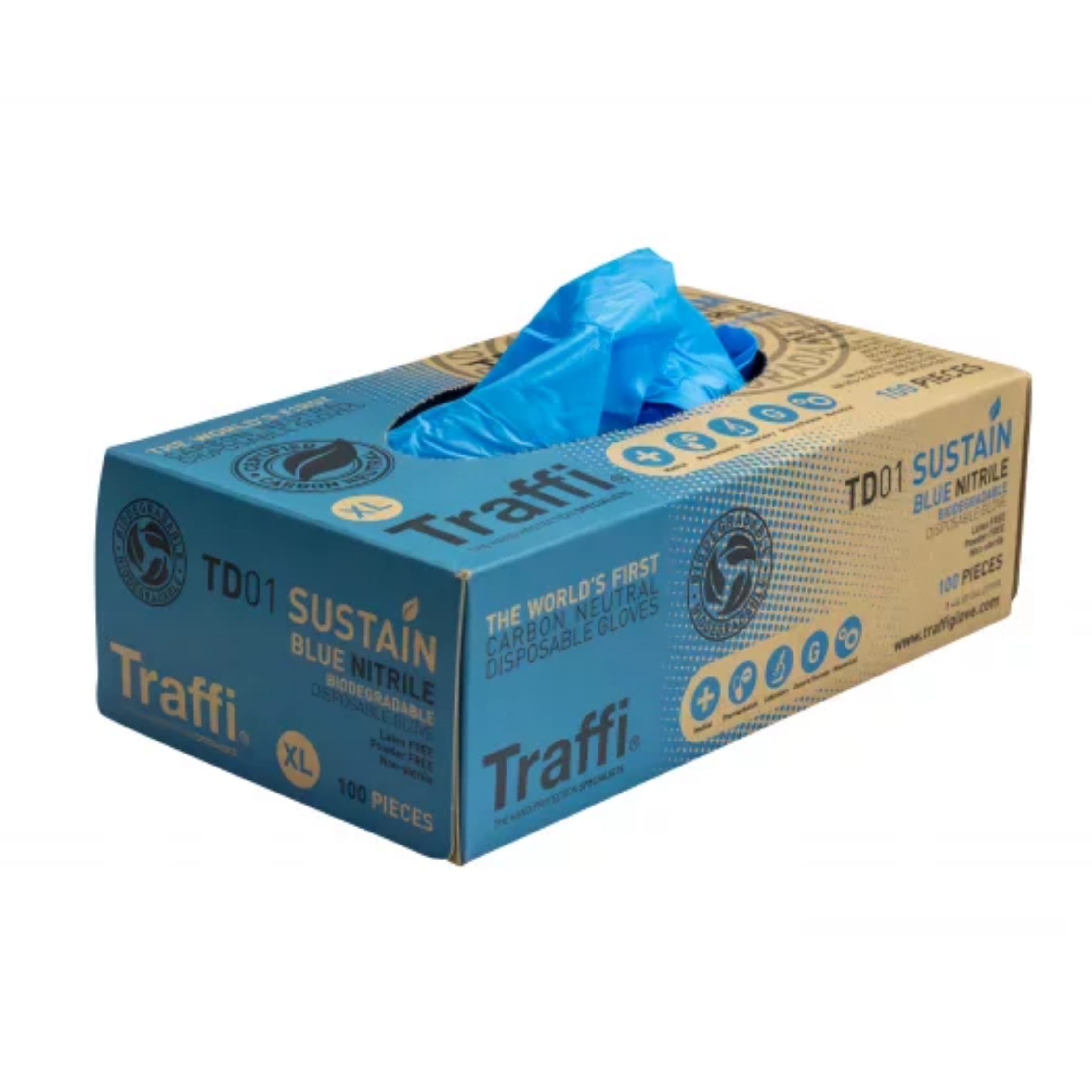 Case of (10 boxes) Disposable Nitrile Gloves | CARBON NEUTRAL AND BIODEGRADABLE image 1